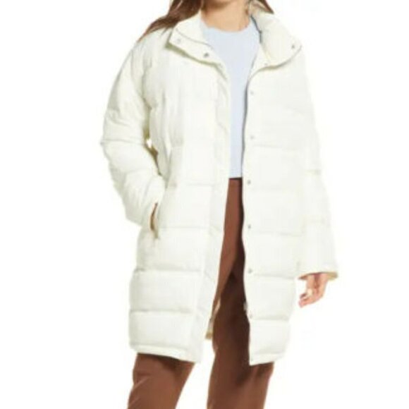 𝅺THREAD & Supply BNWT Women White Puffy Jacket Small Full Zip Water Resistant - Picture 1 of 8